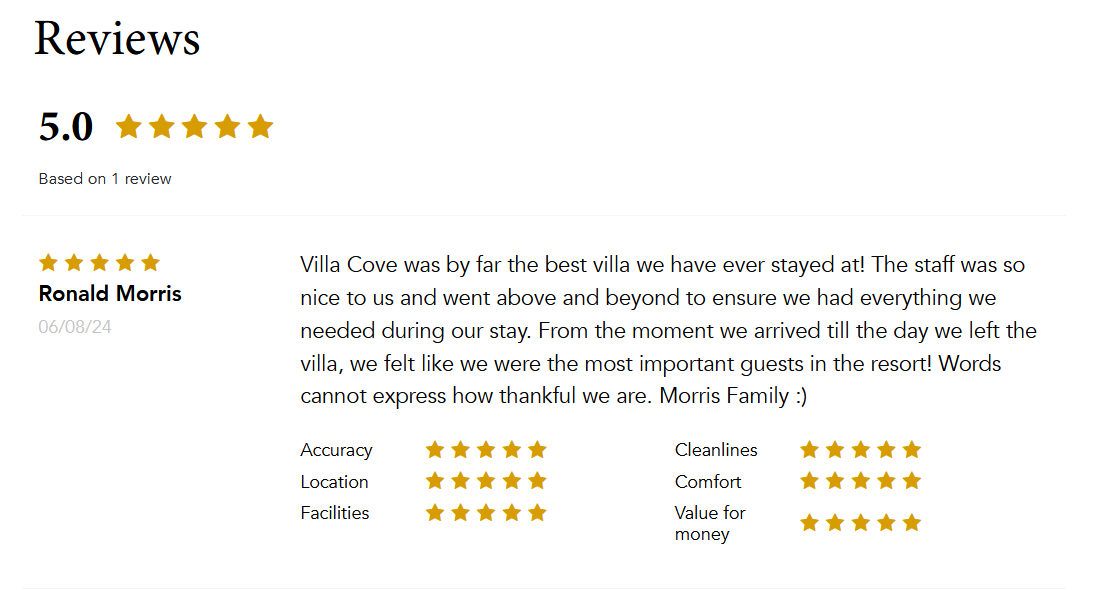 A five-star review of Villa Cove Hvar with Private Villas of Croatia