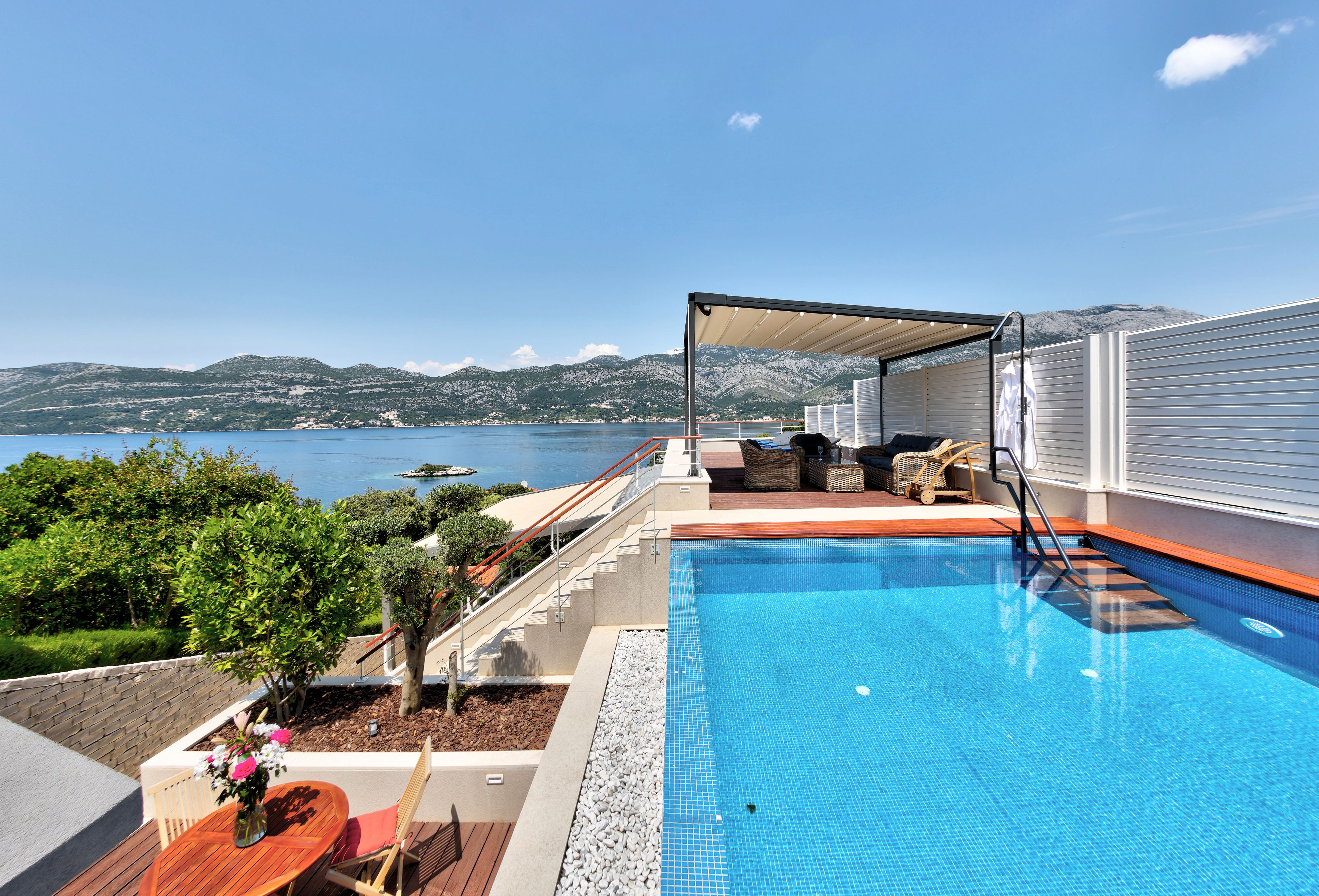 Sea-view terrace with a pool in Korcula villa - Villa Superior One
