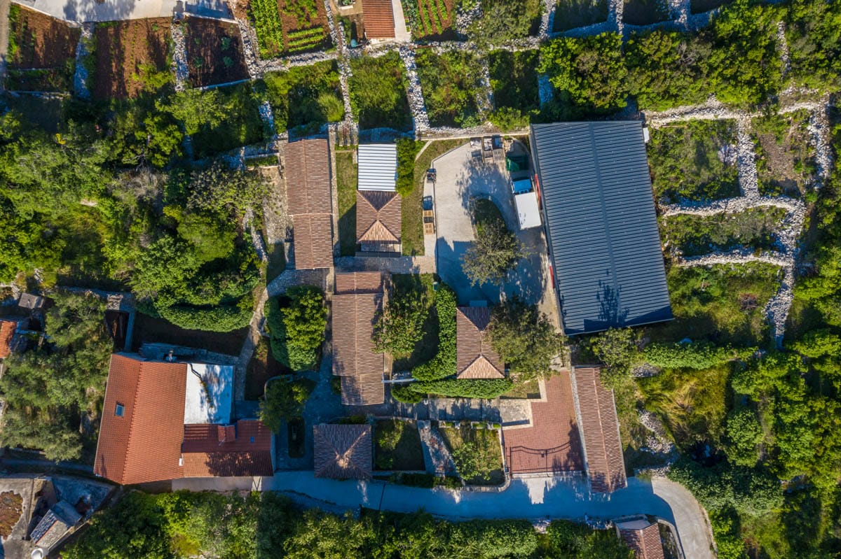 Aerial photo of bire Winery on Korcula island