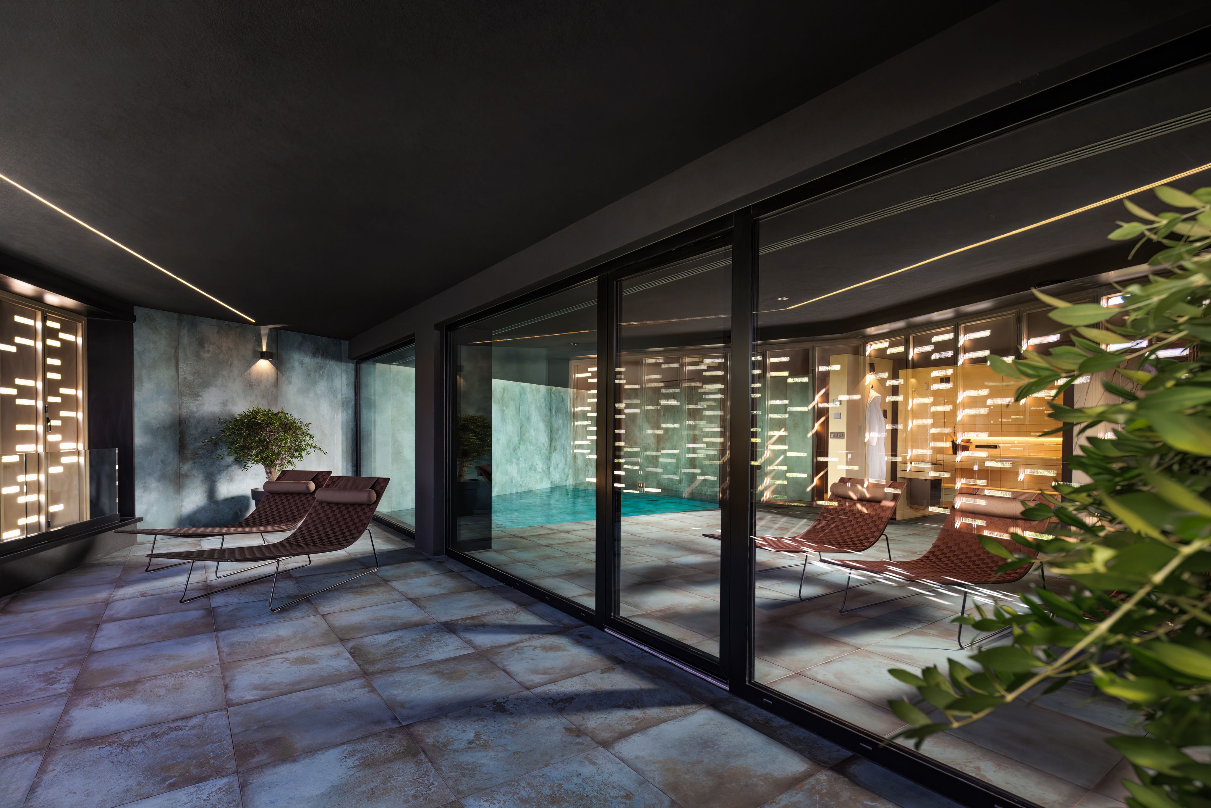 Indoor wellness area with heated pool, sauna and private gym in Villa Absolute Istria