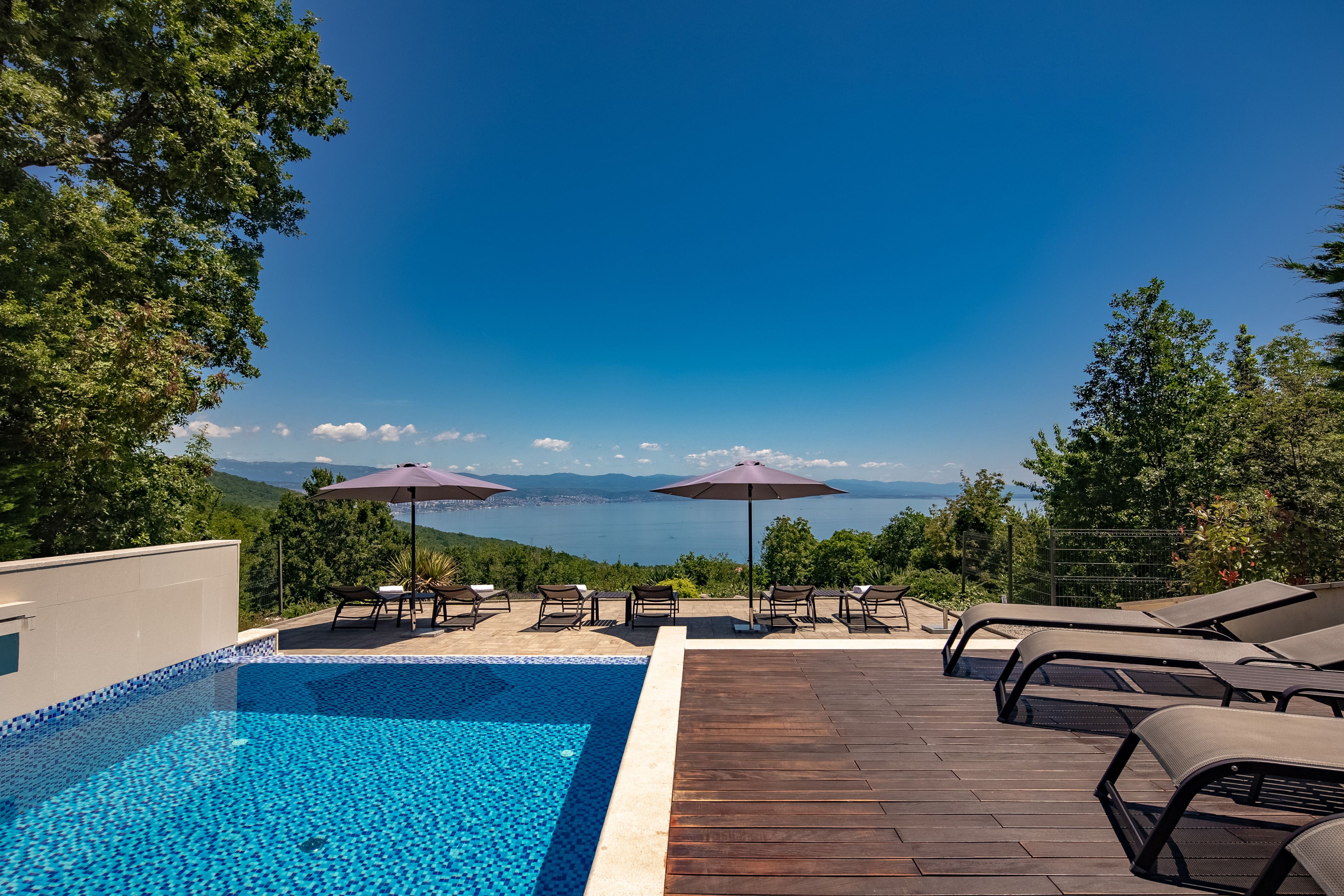 Villa High View Opatija Riviera, with panoramic views, heated infinity swimming pool, Jacuzzi, a gym, and a sauna