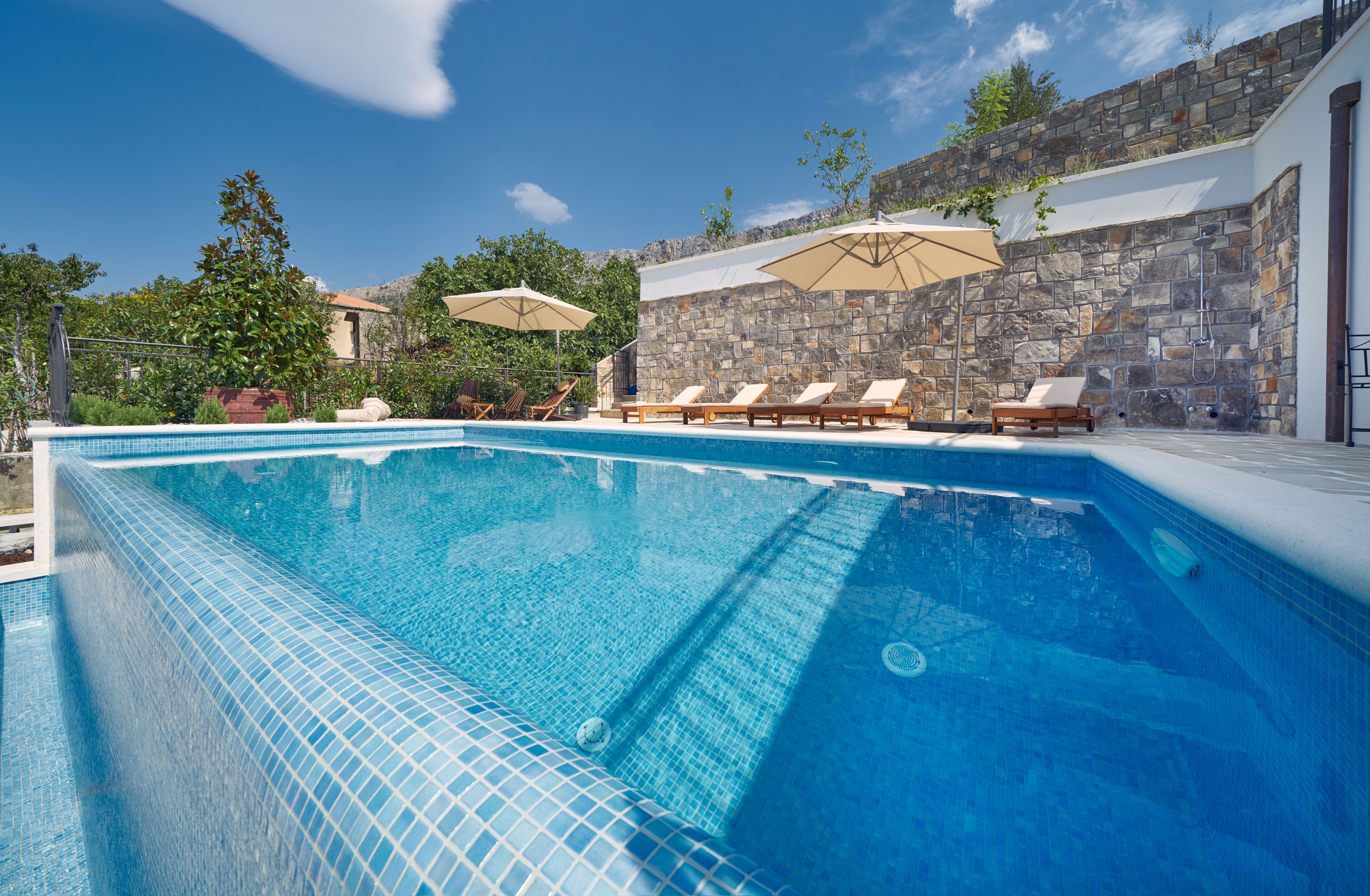 Pool terrace in Villa Jesenice Stone near Split