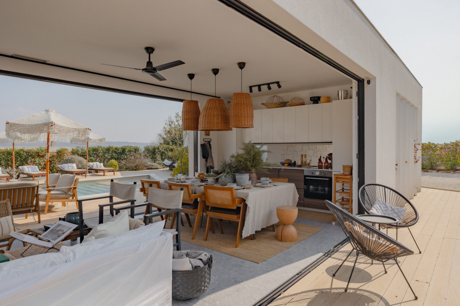 Beautiful kitchen and living room in Villa Alina in Istria